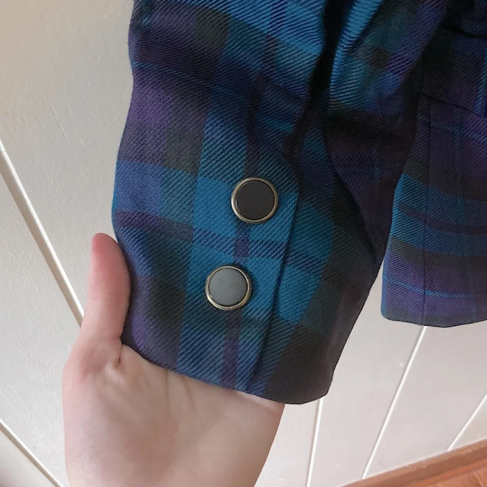 ⭐️ Vintage Stirling Cooper Plaid Button Down Blazer Size 12 - Picture 3 of 13